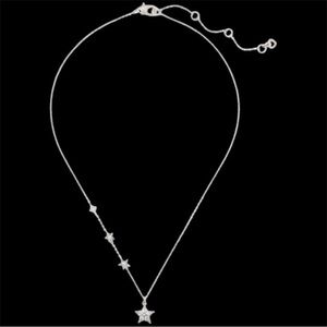 New kate spade Silver-Tone Cubic Zirconia Multi Star Pendant Necklace, 16" w/tag